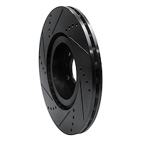 E-Line Drilled & Slotted Black Brake Rotor, 1991-2020 Fits Multiple Makes/Models, Position: Front Right