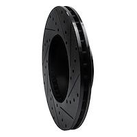 E-Line Drilled & Slotted Black Brake Rotor, 1971-1997 Jaguar, Position: Front Left