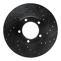 E-Line Drilled & Slotted Black Brake Rotor, 1971-1997 Jaguar, Position: Front Right