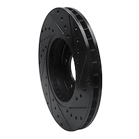 E-Line Drilled & Slotted Black Brake Rotor, 1997-2003 Jaguar, Position: Front Left