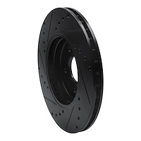 E-Line Drilled & Slotted Black Brake Rotor, 2001-2008 Fits Multiple Makes/Models, Position: Front Right