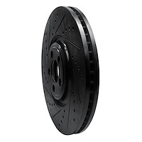 E-Line Drilled & Slotted Black Brake Rotor, Fits Select Jaguar, Position: Front Left