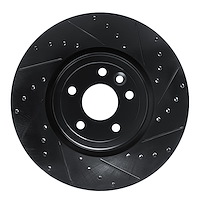 E-Line Drilled & Slotted Black Brake Rotor, 2017-2020 Jaguar, Position: Front Right