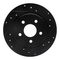 E-Line Drilled & Slotted Black Brake Rotor, Fits Select Kia/Hyundai/Genesis, Position: Rear Right