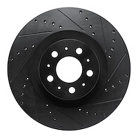 E-Line Drilled & Slotted Black Brake Rotor, Fits Select Tesla, Position: Front Right