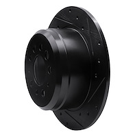 E-Line Drilled & Slotted Black Brake Rotor, 1967-1974 Volvo, Position: Rear Right