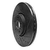 E-Line Drilled & Slotted Black Brake Rotor, 2010-2016 Volvo, Position: Front Right