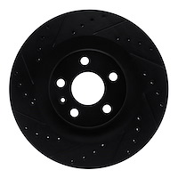 E-Line Drilled & Slotted Black Brake Rotor, Fits Select Volvo, Position: Rear Left
