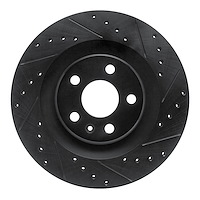 E-Line Drilled & Slotted Black Brake Rotor, Fits Select Volvo, Position: Rear Right