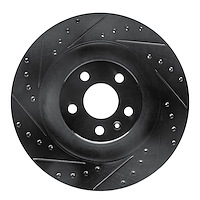 E-Line Drilled & Slotted Black Brake Rotor, Fits Select Fits Multiple Makes/Models, Position: Rear Left