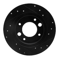 E-Line Drilled & Slotted Black Brake Rotor, 1971-1989 Peugeot, Position: Rear Left