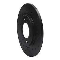 E-Line Drilled & Slotted Black Brake Rotor, 1971-1989 Peugeot, Position: Rear Right