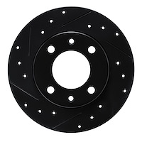 E-Line Drilled & Slotted Black Brake Rotor, 1989-1991 Peugeot, Position: Rear Left