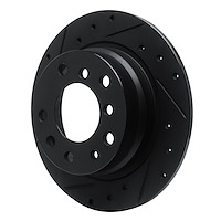 E-Line Drilled & Slotted Black Brake Rotor, 1969-1981 BMW, Position: Rear Left