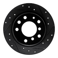 E-Line Drilled & Slotted Black Brake Rotor, 1969-1981 BMW, Position: Rear Right
