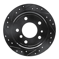 E-Line Drilled & Slotted Black Brake Rotor, 1981-1986 BMW, Position: Rear Left
