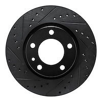 E-Line Drilled & Slotted Black Brake Rotor, 1987-1988 BMW, Position: Front Left
