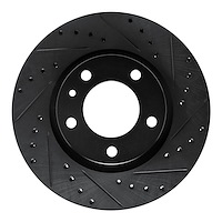 E-Line Drilled & Slotted Black Brake Rotor, 1987-1988 BMW, Position: Front Right