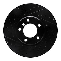 E-Line Drilled & Slotted Black Brake Rotor, 1995-2001 BMW, Position: Front Left