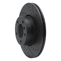E-Line Drilled & Slotted Black Brake Rotor, 2007-2021 BMW, Position: Front Right