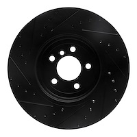 E-Line Drilled & Slotted Black Brake Rotor, 2011-2019 BMW, Position: Front Right