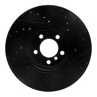 E-Line Drilled & Slotted Black Brake Rotor, 2012-2021 BMW, Position: Front Left