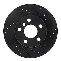 E-Line Drilled & Slotted Black Brake Rotor, 2014-2021 BMW, Position: Front Right