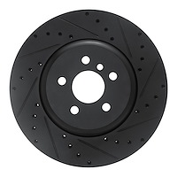E-Line Drilled & Slotted Black Brake Rotor, Fits Select BMW, Position: Front Right