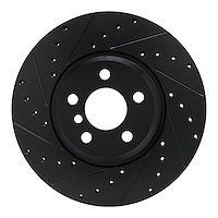 E-Line Drilled & Slotted Black Brake Rotor, Fits Select Fits Multiple Makes/Models, Position: Front Left