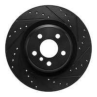 E-Line Drilled & Slotted Black Brake Rotor, Fits Select Fits Multiple Makes/Models, Position: Rear Right