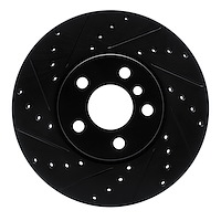 E-Line Drilled & Slotted Black Brake Rotor, Fits Select Mini, Position: Front Left