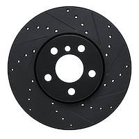 E-Line Drilled & Slotted Black Brake Rotor, Fits Select Mini, Position: Front Right