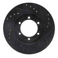 E-Line Drilled & Slotted Black Brake Rotor, 1986-2006 Fits Multiple Makes/Models, Position: Front Left