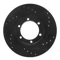 E-Line Drilled & Slotted Black Brake Rotor, 1986-2006 Fits Multiple Makes/Models, Position: Front Right