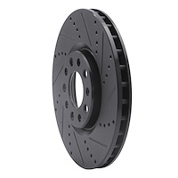 E-Line Drilled & Slotted Black Brake Rotor, Fits Select Mopar, Position: Front Right