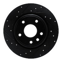 E-Line Drilled & Slotted Black Brake Rotor, Fits Select Mopar, Position: Rear Left