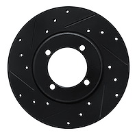 E-Line Drilled & Slotted Black Brake Rotor, 1978-1983 Mopar, Position: Front Left