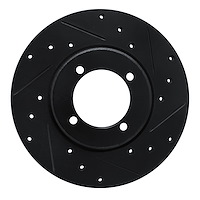 E-Line Drilled & Slotted Black Brake Rotor, 1978-1983 Mopar, Position: Front Right