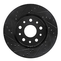 E-Line Drilled & Slotted Black Brake Rotor, 2002-2018 Fits Multiple Makes/Models, Position: Rear Left