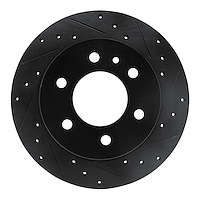E-Line Drilled & Slotted Black Brake Rotor, 2006-2018 Fits Multiple Makes/Models, Position: Rear Right
