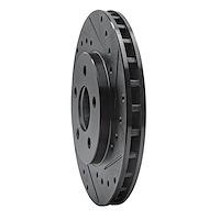 E-Line Drilled & Slotted Black Brake Rotor, 1984-1995 Mopar, Position: Front Right