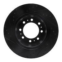 E-Line Drilled & Slotted Black Brake Rotor, Fits Select Mopar, Position: Rear Right