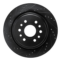 E-Line Drilled & Slotted Black Brake Rotor, Fits Select Mopar, Position: Rear Left