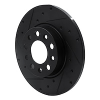 E-Line Drilled & Slotted Black Brake Rotor, Fits Select Mopar, Position: Rear Left