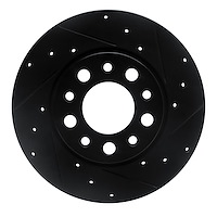 E-Line Drilled & Slotted Black Brake Rotor, Fits Select Mopar, Position: Rear Right