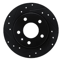 E-Line Drilled & Slotted Black Brake Rotor, Fits Select GM, Position: Rear Left