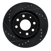 E-Line Drilled & Slotted Black Brake Rotor, 2004-2017 GM, Position: Front Left