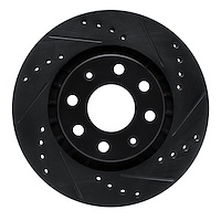 E-Line Drilled & Slotted Black Brake Rotor, 2004-2017 GM, Position: Front Right