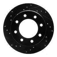 E-Line Drilled & Slotted Black Brake Rotor, Fits Select Fits Multiple Makes/Models, Position: Rear Left