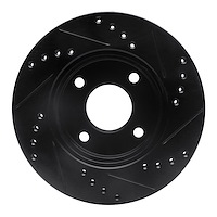E-Line Drilled & Slotted Black Brake Rotor, 2000-2015 Ford/Lincoln/Mercury/Mazda, Position: Front Left